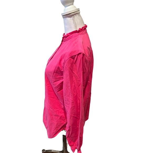 J Crew Lightweight Corduroy Ruffle Neck Shirt Hot Pink 10 - Picture 4 of 8